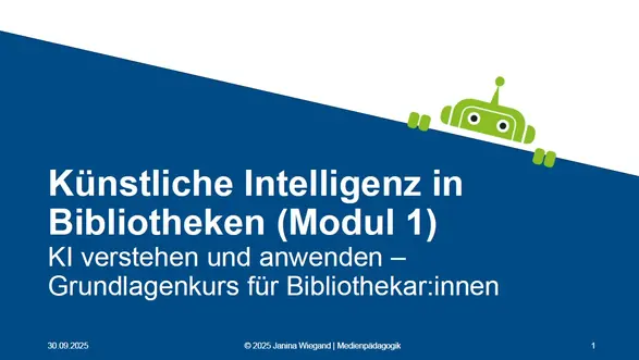 Titelbild der Präsentation KI-Grundlagenseminar mit Janina Wiegand